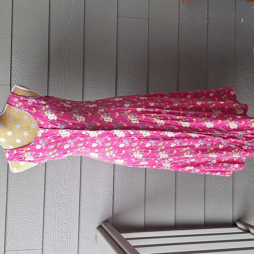 Vintage Koret petite small pink floral maxi sundress 90s